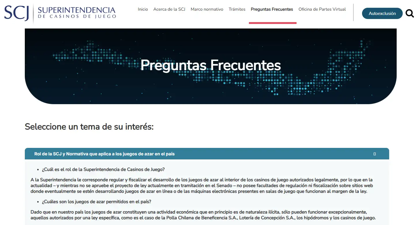 Página oficial de la SCJ sobre apuestas en línea y marco regulatorio